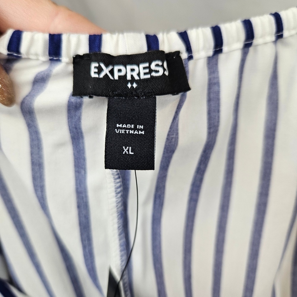 NWT Express Womens Faux Wrap Spag Strap Mini Dress XL Resortwear Nautical - Picture 7 of 8